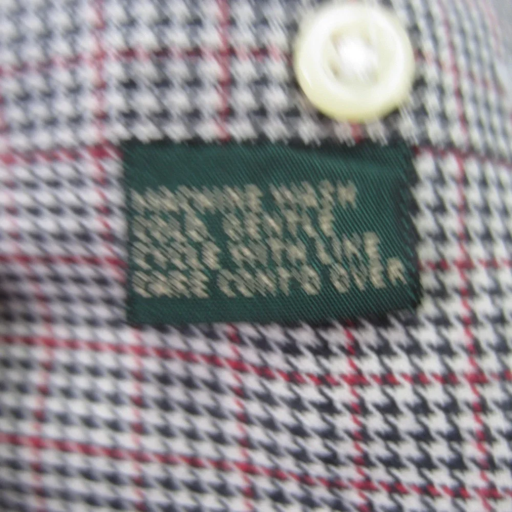 J Crew Shirt Mens Large Green‎ Red Houndstooth Long Sleeve Button Up Pocket
